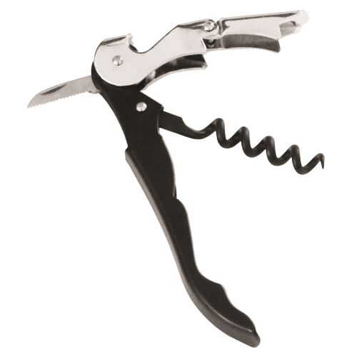 Waiters Corkscrew, Black Non-Stick Coated Screw, Foil Cutter and Two Stage Lifter